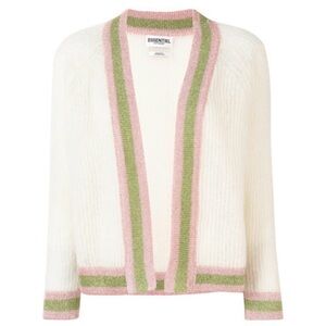 Essentiel Antwerp Women's Cream Cardigan with Pink and Green Trim